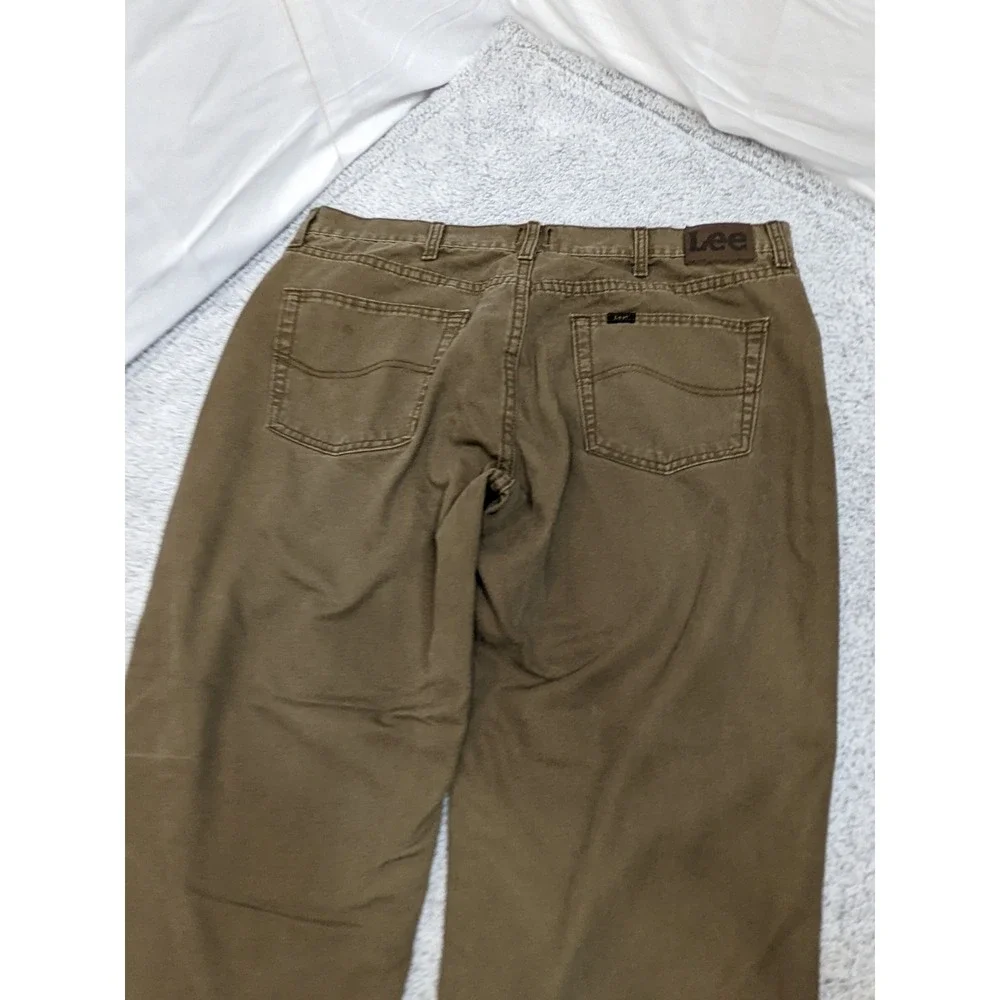Lee Flannel Lined Relaxed Fit Brown‎ Mens Jeans 38x30 Workwear Streetwear